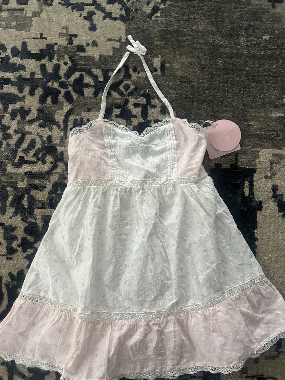 LoveShackFancy x Target Light Pink Floral bow Halter Dress -